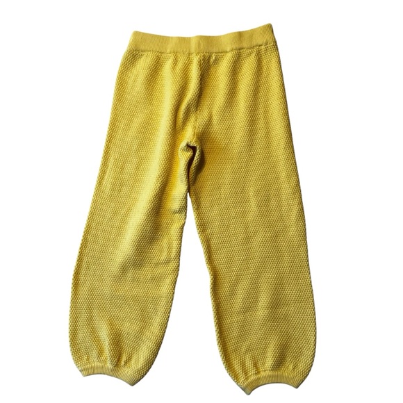 Free People FP Beach Hailee crochet waffle knit pants M Yellow Relaxed Pull on - Picture 2 of 7